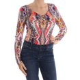 thumbnail image 1 of FREE PEOPLE $68 Womens New 1046 Pink Ikat Lace Up Long Sleeve Blouse S B+B, 1 of 2