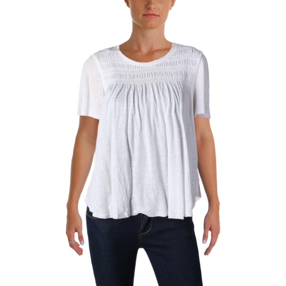 Free People Womens Dani Shirred Basic T-Shirt