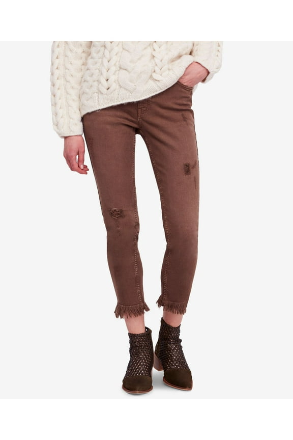 $78 Womens Brown Great Heights Frayed Skinny Jeans 24 WAIST B+B