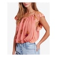 thumbnail image 1 of FREE PEOPLE Womens Orange Embroidered Short Sleeve Peasant Top  Size: S, 1 of 3