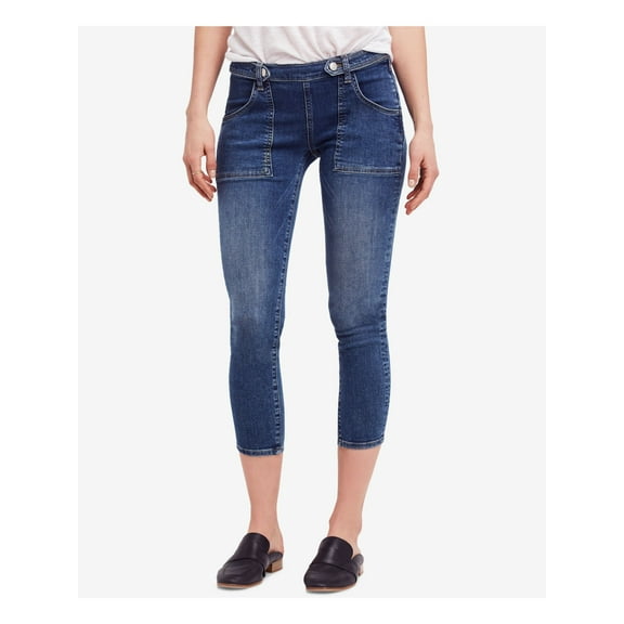 FREE PEOPLE $78 Womens New 1676 Blue Skinny Jeans 24 Waist B+B