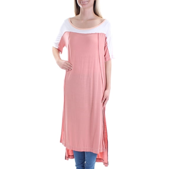 FREE PEOPLE Womens Pink 3/4 Sleeve Boat Neck Tunic Top Size: XS
