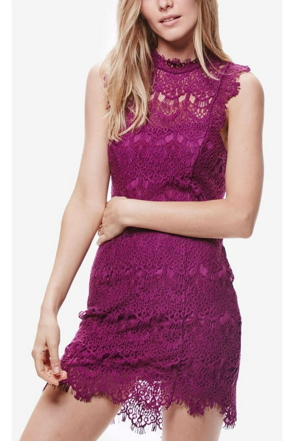 $98 Womens New 1068 Purple Lace Sleeveless Body Con Dress S B+B