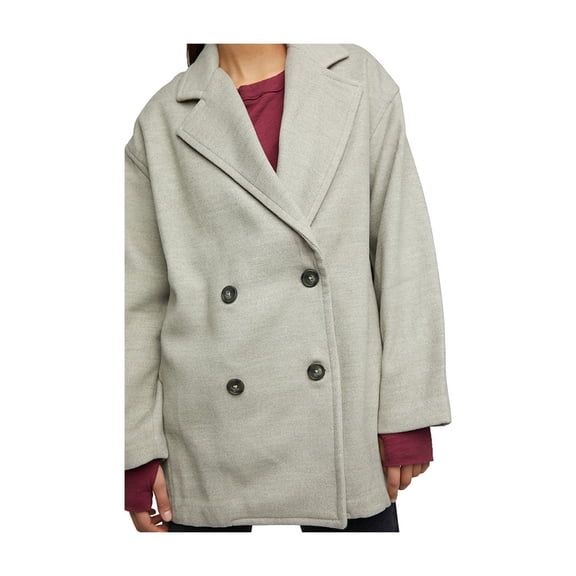 FREE PEOPLE Womens Beige Button Down Winter Jacket Coat L