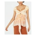 thumbnail image 1 of FREE PEOPLE Womens Beige Printed Short Sleeve Baby Doll Top Size: XS, 1 of 2