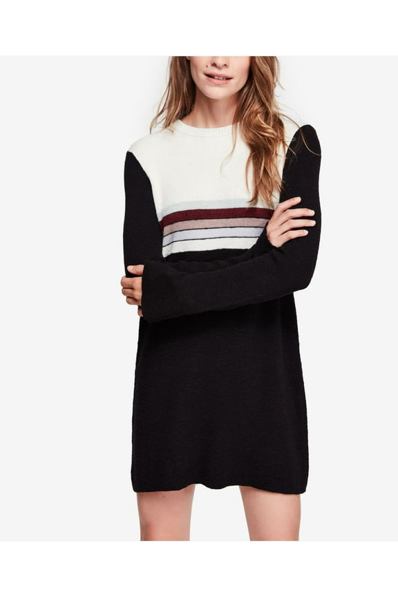 Womens Black Above The Knee Tunic Dress XS