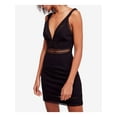 thumbnail image 1 of FREE PEOPLE Womens Black Crochet Inset Sleeveless V Neck Mini Dress 2, 1 of 5