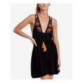 thumbnail image 1 of FREE PEOPLE Womens Black Embroidered Tasseled Sleeveless Dress L, 1 of 3