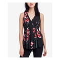 thumbnail image 1 of FREE PEOPLE Womens Black Floral Sleeveless V Neck Tunic Casual Top M, 1 of 3
