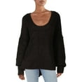 thumbnail image 1 of FREE PEOPLE Womens Black Ribbed Pullover Vented Hi-lo Hem Long Sleeve Scoop Neck Sweater S, 1 of 2