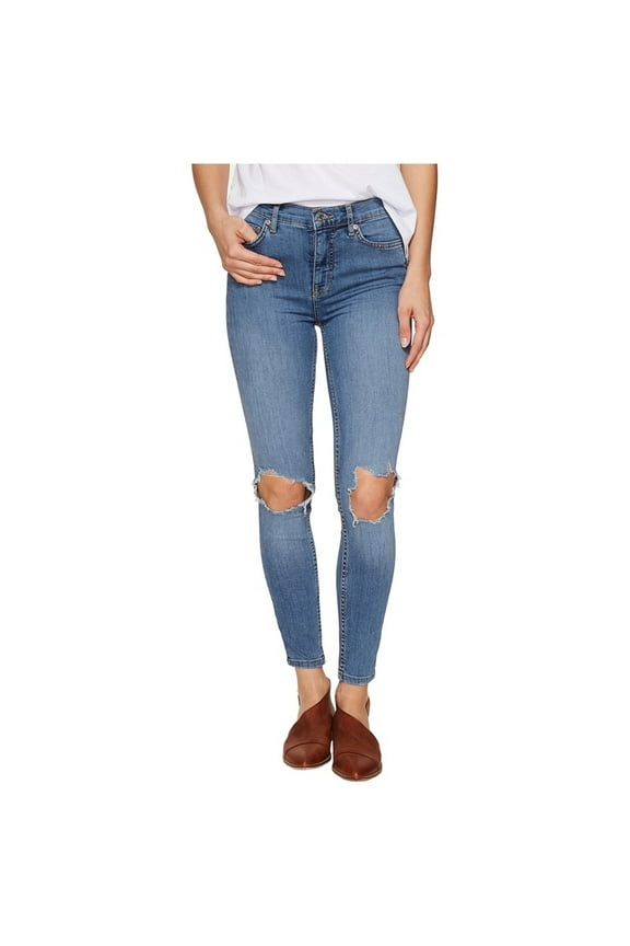 Womens Blue Distressed Skinny Jeans 24