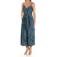 thumbnail image 1 of FREE PEOPLE Womens Blue Floral Spaghetti Strap V Neck Casual Jumpsuit 2, 1 of 2