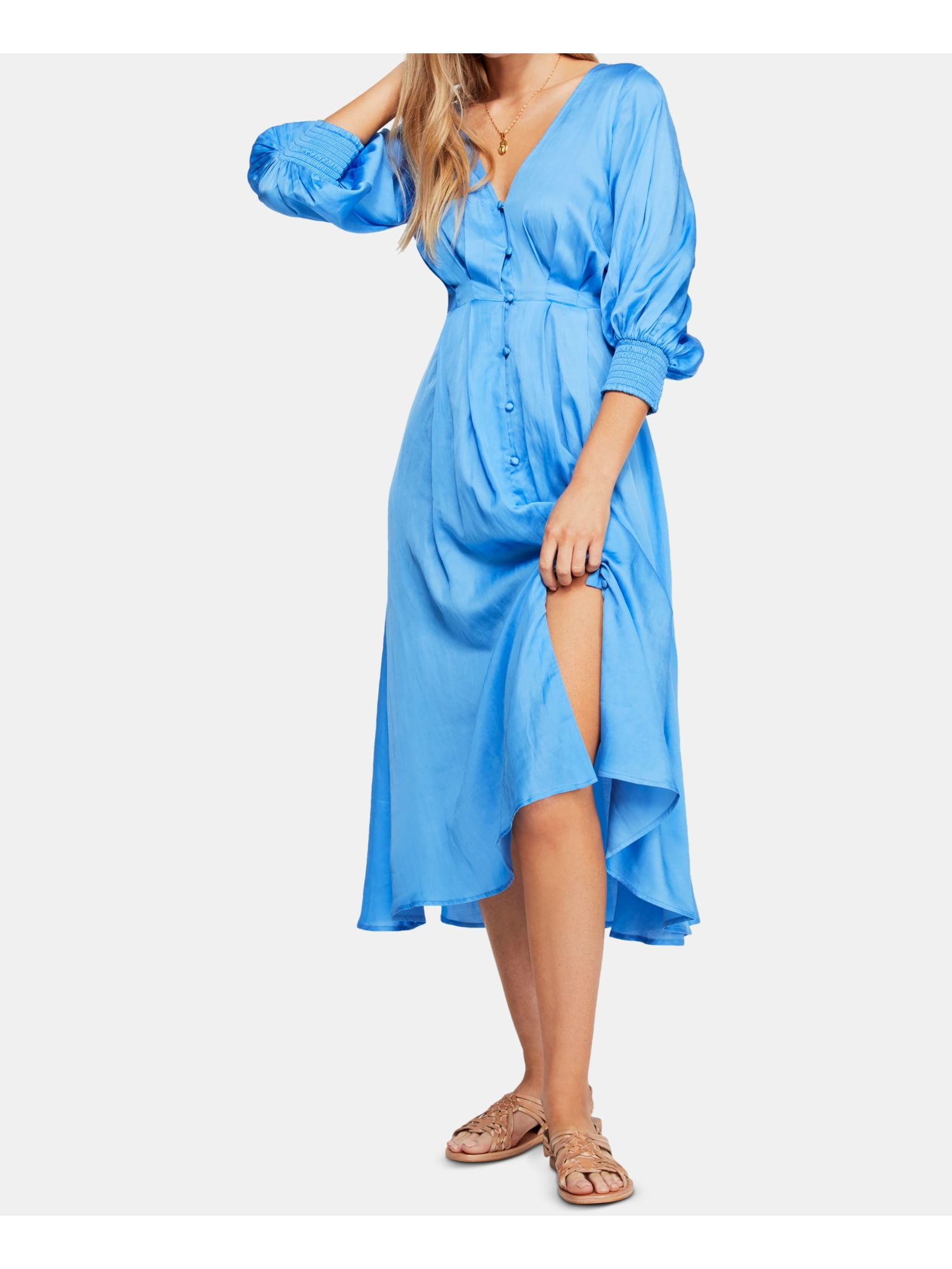 FREE PEOPLE Womens Blue Long Sleeve V Neck Midi Shift Party Dress Size 8 - Walmart.com FREE PEOPLE Womens Blue Long Sleeve V Neck Midi Shift Party Dress Size 8 - Walmart.com