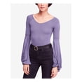 thumbnail image 1 of FREE PEOPLE Womens Blue Long Sleeve V Neck Top XS, 1 of 4