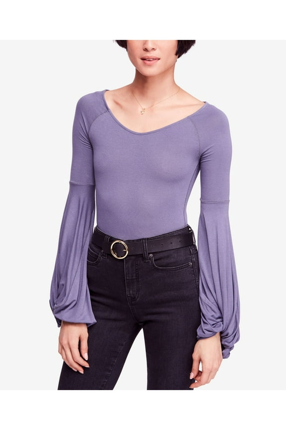 Womens Blue Long Sleeve V Neck Top XS