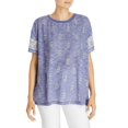 thumbnail image 1 of FREE PEOPLE Womens Blue Printed Short Sleeve Crew Neck T-Shirt S, 1 of 2