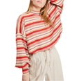 thumbnail image 1 of FREE PEOPLE Womens Brown Color Block Long Sleeve Crop Top Sweater Size: XS, 1 of 3