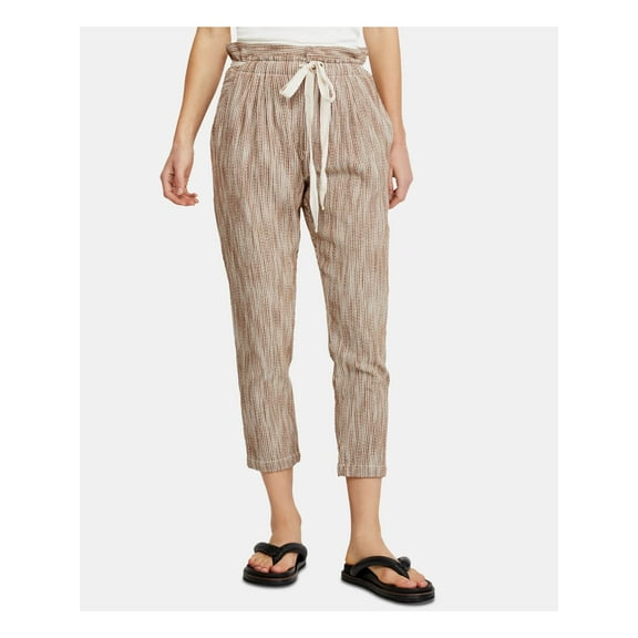 FREE PEOPLE Womens Brown Pocketed Drawstring Printed Cropped Pants Juniors 12