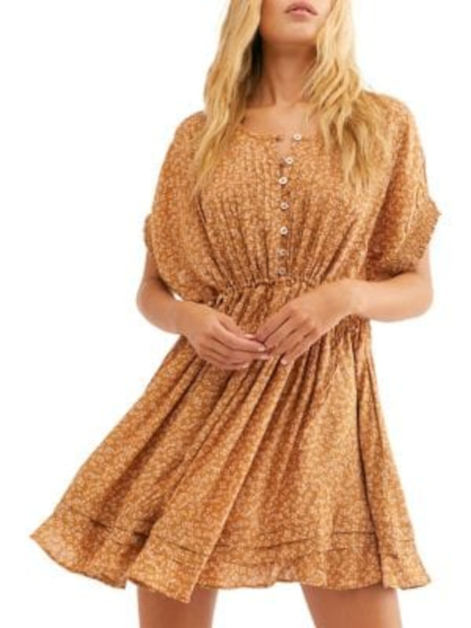 FREE PEOPLE Womens Brown Short Sleeve Above The Knee Sheath Dress Size: S -  Walmart.com