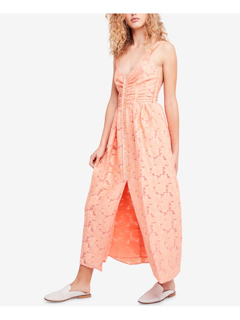 FREE PEOPLE Womens Coral Daisy Embroidere Sleeveless V Neck Maxi Dress 8 -  Walmart.com