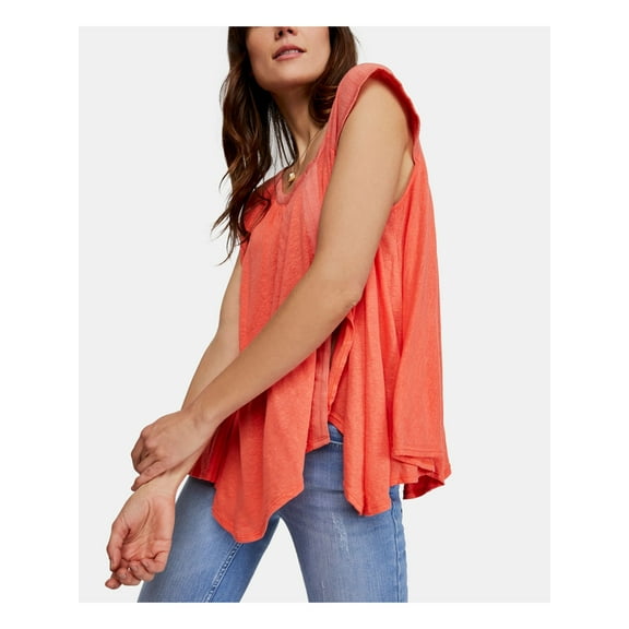 FREE PEOPLE Womens Coral Scoop Neck Hi-Lo Casual Top XS