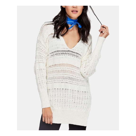 FREE PEOPLE Womens Ivory Long Sleeve Scoop Neck Sweater SP