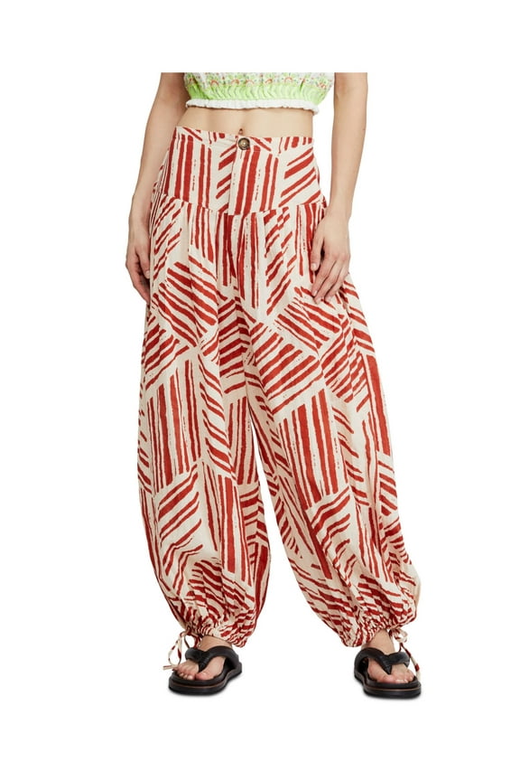 Womens Ivory Printed Harem Pants Size: XS