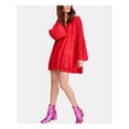 thumbnail image 1 of FREE PEOPLE Womens Red Bell Sleeve V Neck Mini Shift Party Dress Size: L, 1 of 4