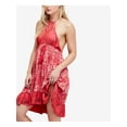 thumbnail image 1 of FREE PEOPLE Womens Red Printed Sleeveless Halter Tunic Top XS, 1 of 4