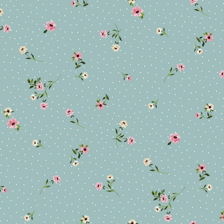 FREE SHIIPING!!! Mineral Blue Guava Ditsy Floral Pattern Printed on French  Terry Fabric, DIY Projects-Print Fabric 