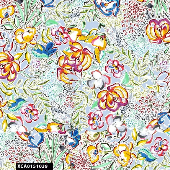 Stylish Fabric 44 in 100% Cotton Abstract/Floral Quilting Fabric, 1 Yard, Blue