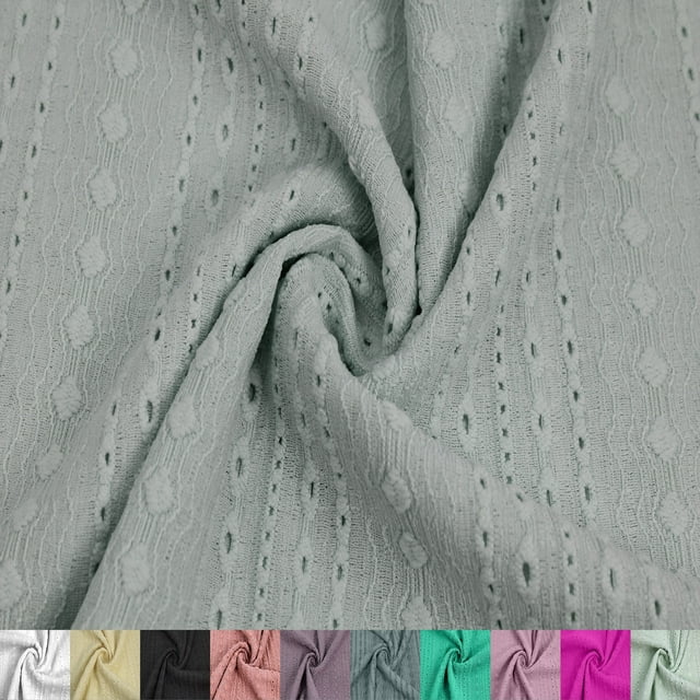 FREE SHIPPING!!! Aqua Light Solid Color Eyelet Design Jacquard Stretch Knit Fabric, DIY Projects by the Yard(CONTINUOUS UP TO 100 YARDS)