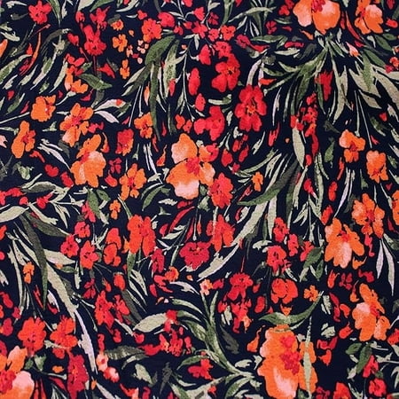 Black Orange Pepper 58" Wide Printed 100% Polyester Moroccan Fabric-120GSM, Lightweight, Non-Stretched, Anti-Wrinkle & Breathable-Apparel, Dresses, Draperies, Headbands & DIY.