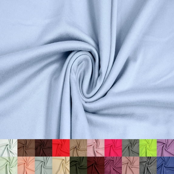 Stylish Fabric Solid Print Double-Sided Brushed DTY Stretch Fabric, Blue Light, By the Yard