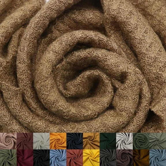 59" Wide Rayon Spandex Waffle Open Knit Fabric -Anti Wrinkle,Breathable Fabric by the Yard-210 GSM-for Sewing, Apparel, Clothing, Headbands, Decorations, School, Home, and DIY Projects-Camel