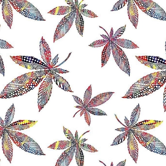 Stylish Fabric Canabis Light Printed on 100% Cotton Quilting Fabric, DIY Projects by the Yard (Red, Blue, Yellow)