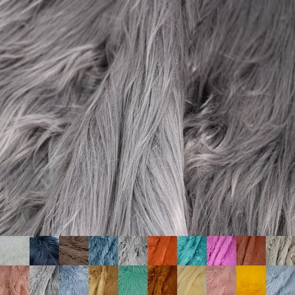 Mongolian Faux Fur-Christmas Fuzzy-Fabric by The Yard-Fluffy, Shaggy Mohair-for Costumes, Plush Toys, Apparel, Clothing, Decoration, and Gnome Beard Miniature- Charcoal