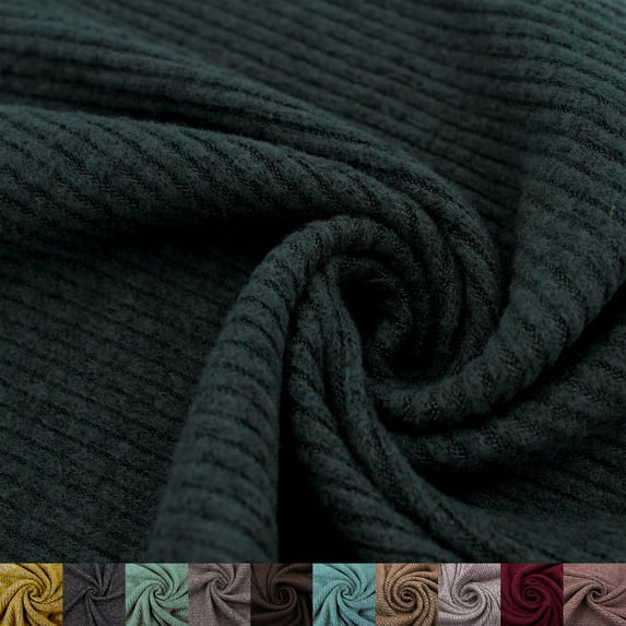 Rayon Poly Spandex 2x2 Hacci Rib Brushed Knit Fabric - 220 gsm-Soft, Stretchy - for Sewing Apparel, Clothing, Draperies, Decorations, Headbands, School, DIY, & Crafts- Charcoal