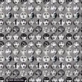 thumbnail image 1 of FREE SHIPPING!!! Conversational Black and White Vintage Faces Design 100% Cotton Quilting Fabric for DIY Projects by the Yard, 1 of 2