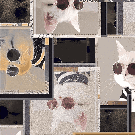 Stylish Fabric Cotton Quilting Fabric, 44 in, Animal Print, Sewing & Craft, 1 Yard, Grey-White-Beige.