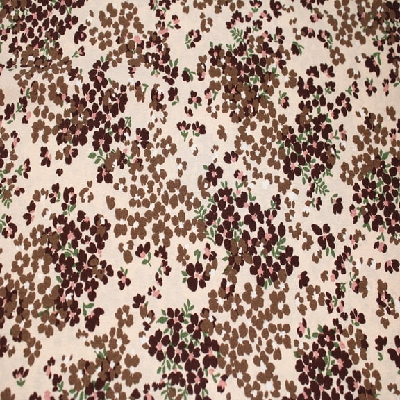 Cream Toffee 58" Wide Printed 100% Polyester Moroccan Fabric-120GSM, Lightweight, Non-Stretched, Anti-Wrinkle & Breathable-Apparel, Dresses, Draperies, Headbands & DIY.