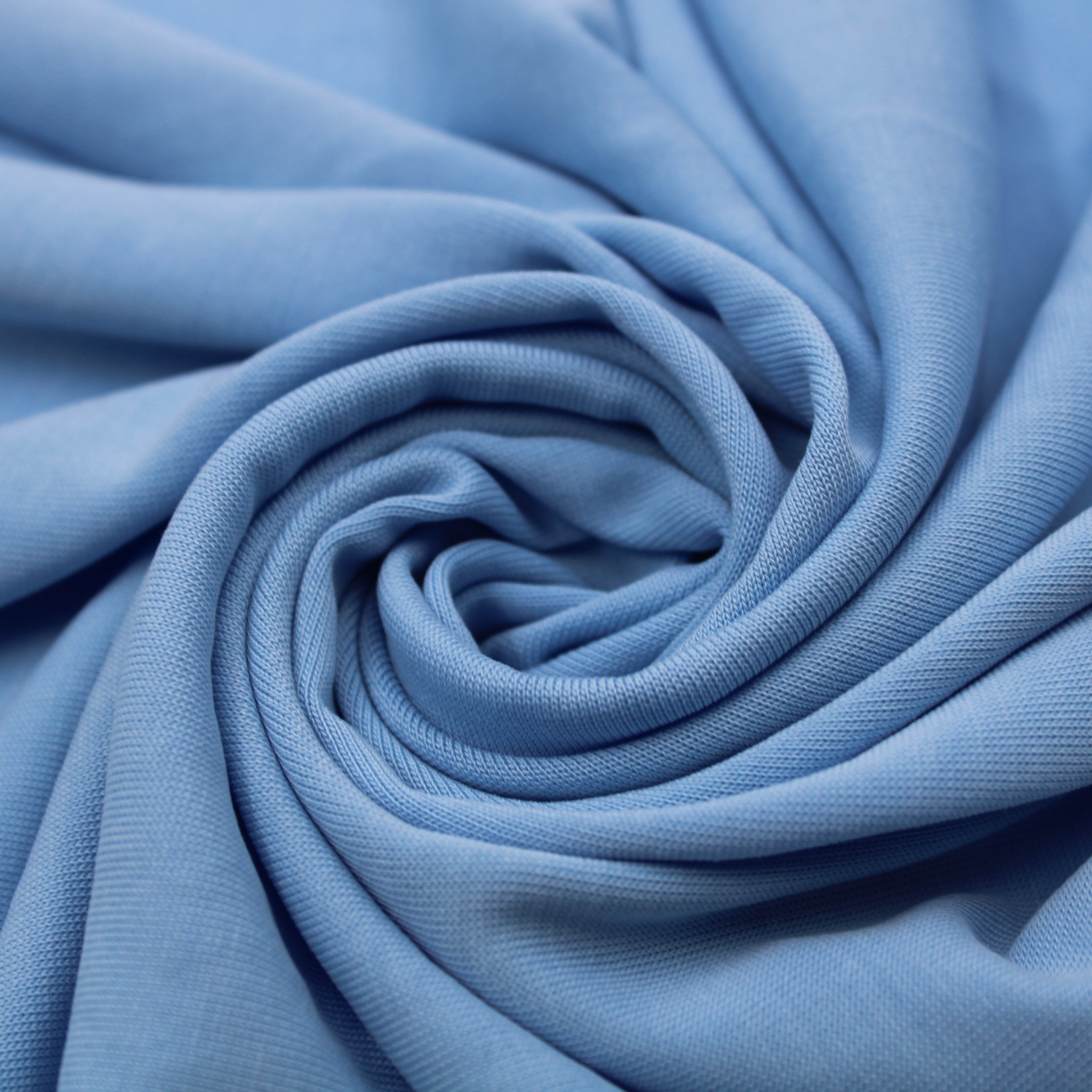 Winter Blue Slub-Like Texture Jersey Knit Fabric, Fabric By The Yard