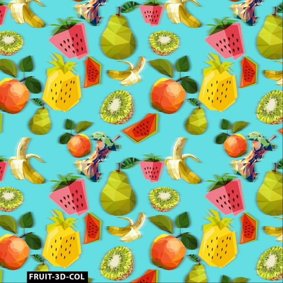 FREE SHIPPING!!! Fun 3D Fruit Design 100% Cotton Quilting Fabric for DIY Projects by 45 YARDS - (Mint, Kiwi, Yellow, Red and Orange) - PRINT FABRIC