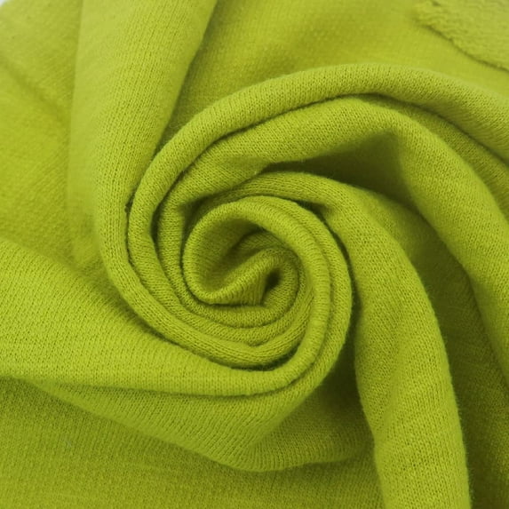60" Wide 100% Cotton Slub French Terry Fabric by the Yard - 210 GSM, Medium Weight, 2-Way Stretch, Breathable - Ideal for Activewear, Layering & Sweatshirts- Green Oasis