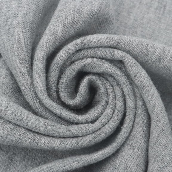60" Wide 100% Cotton Slub French Terry Fabric by the Yard - 210 GSM, Medium Weight, 2-Way Stretch, Breathable - Ideal for Activewear, Layering & Sweatshirts- Heather Grey