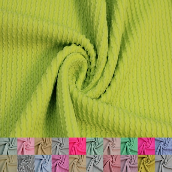 57" Wide Poly Rayon Spandex Rib Knit Fabric by the Yard - 240 GSM, Medium Weight, Soft & Breathable, 4-Way Stretch - Ideal for Clothing, Drapery, Tops & DIY -Lime