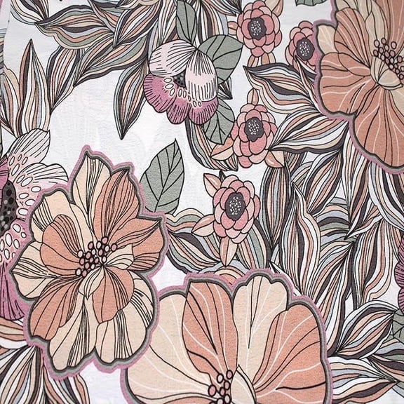 Stylish Fabric 58" Wide 100% Polyester Floral Flowers Sewing and Craft Fabric 1 Yard by the Yard, Offwhite-Orchid-Smoke