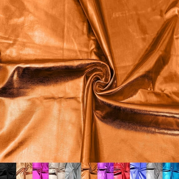 60" Wide Poly Spandex - Metallic Foil Stretch Fabric - Sold by the Yard - 185 GSM, Medium Weight, 2-Way Stretch - Apparel, Leggings, Dance Outfits, Party & DIY -Orange