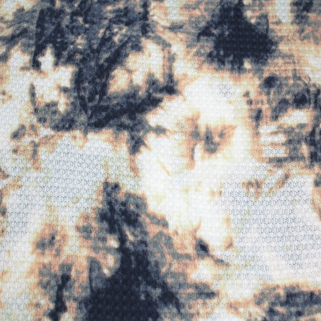 Peach Charcoal 60" Wide-Printed Waffle Non-Brushed Poly Spandex Stretch Fabric by The Yard for Apparel, Accessories, Headband, Home Decor, School, and DIY Projects.