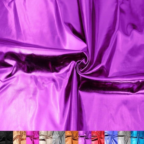 60" Wide Poly Spandex - Metallic Foil Stretch Fabric - Sold by the Yard - 185 GSM, Medium Weight, 2-Way Stretch - Apparel, Leggings, Dance Outfits, Party & DIY-Purple